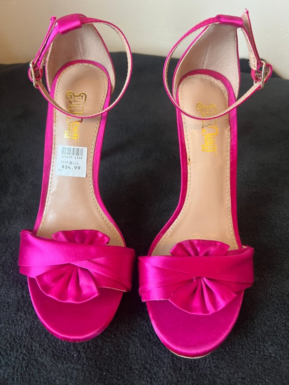 Brash Women's Fuchsia Heels, size 6 1/2, 4-inch heel, satin